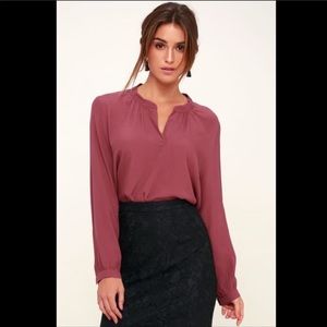 Lulus Style Central Berry Pink Long Sleeve Top - image 1